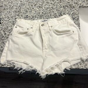 Agolde white denim shorts